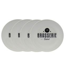 Assiette plate ronde Bistrot porcelaine blanche x4