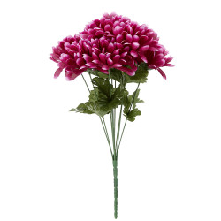 Piquet chrysanthème H44 cm violet - Fleur artificielle 9 têtes