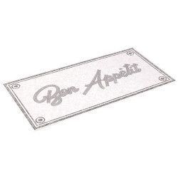 Tapis de cuisine vinyle imprimé Bon appétit gris et blanc 100x49,5cm