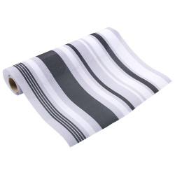 Chemin de table effet jute imprimé rayé gris blanc noir L400x28 cm