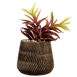 Plante artificielle dans pot effet bois