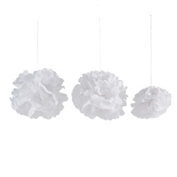 Pompon en papier blanc x 3