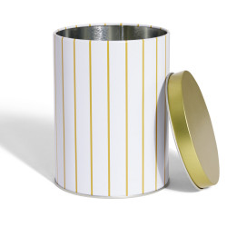Boîte à biscuits ronde métal blanc doré Ø10,5H14cm