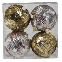 Boule de Noël dorée et argentée x 4