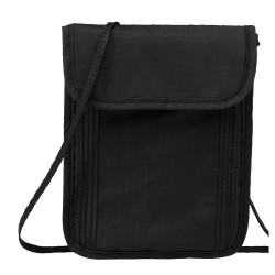 Pochette de voyage tour de cou unie noire
