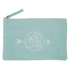 Trousse cosmétique inscription Wild Free blanc et vert