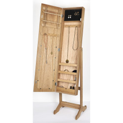 Miroir psyché range bijoux sur pieds en bois