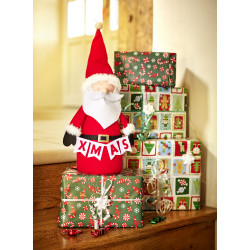 Père noël à poser en feutrine Ø14xH40cm