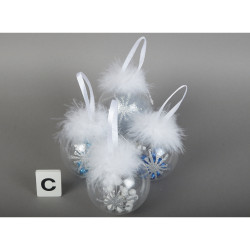 Boule de Noël transparente avec plumes