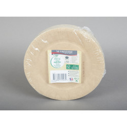 Assiette à dessert ronde en carton kraft marron x50