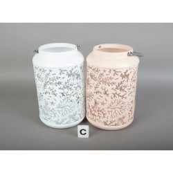 Lanterne coraux ajourés métal