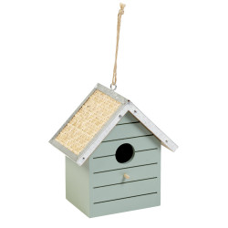 Nichoir à oiseaux mdf pawulownia vert naturel