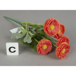 Piquet de 5 Chrysanthèmes oranges ouvertes en polyéthylène