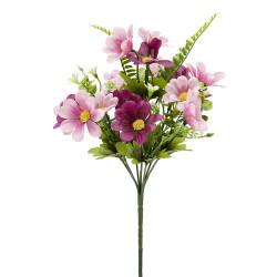 Piquet pâquerette H27 cm violet rose - Fleur artificielle 22 têtes