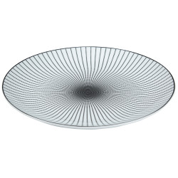 Assiette plate ronde blanche rayon noir