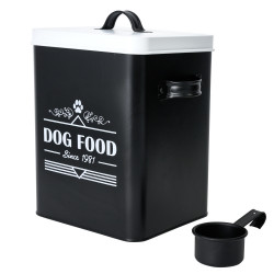 Boîte à croquette pour chien en métal noir